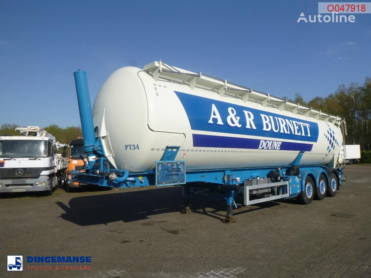 Feldbinder Powder tank alu 60 m3 / Compressor diesel engine. silo tank trailer